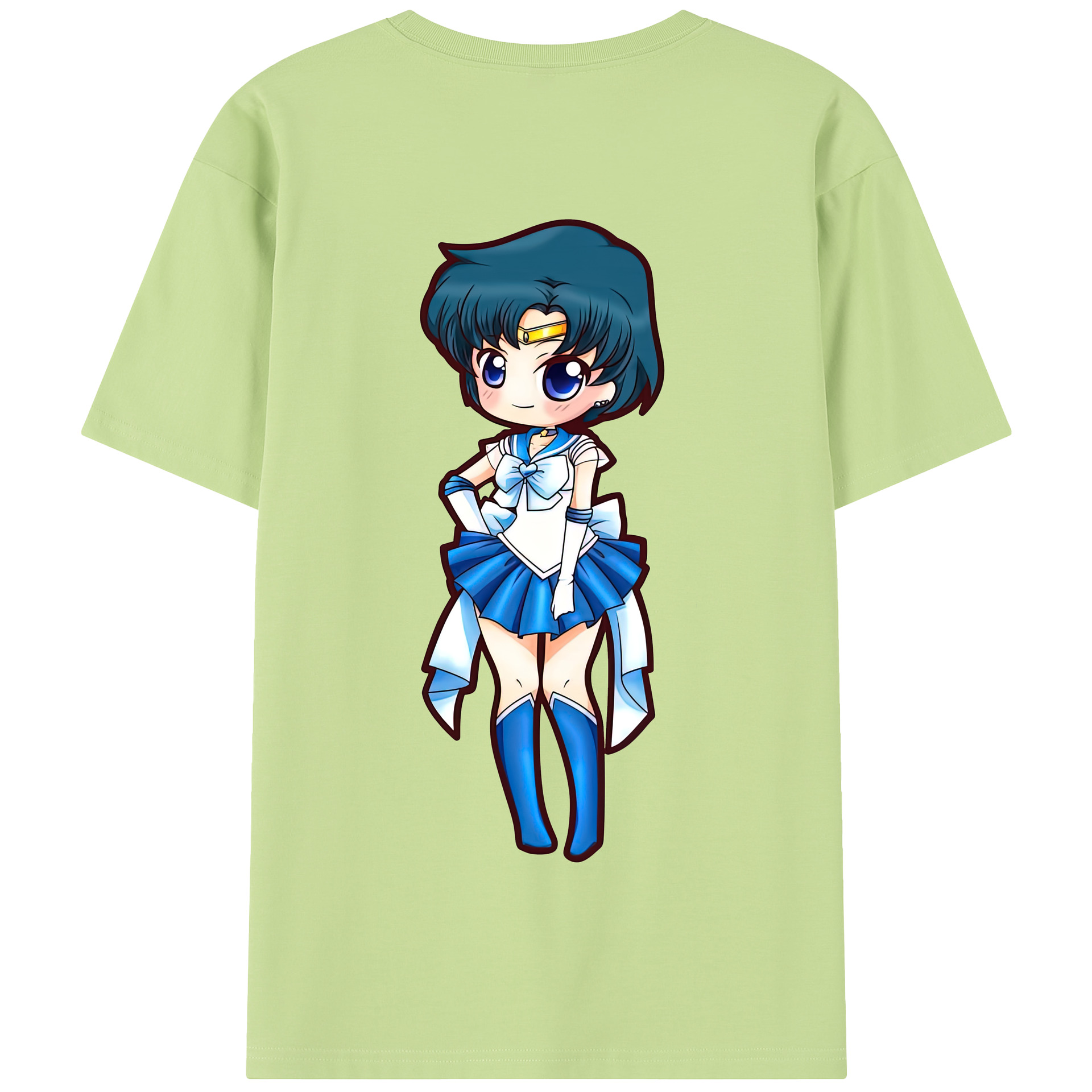 （画像用） 美少女戦士セーラームーン 水野 亜美 みずの あみ Sailor Moon Mizuno Ami 綿100％半袖Tシャツ（背面プリント）